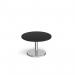 Pisa circular coffee table with round chrome base 800mm - Black PCC800-BK