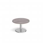 Pisa circular coffee table with round chrome base 800mm - grey oak PCC800-GO