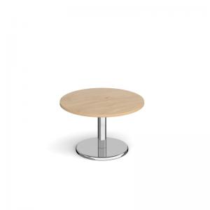Pisa circular coffee table with round chrome base 800mm - Kendal oak