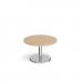 Pisa circular coffee table with round chrome base 800mm - kendal oak PCC800-KO