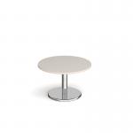 Pisa circular coffee table with round chrome base 800mm - Light Grey PCC800-LG