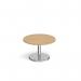 Pisa circular coffee table with round chrome base 800mm - oak PCC800-O