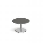Pisa circular coffee table with round chrome base 800mm - Onyx Grey PCC800-OG