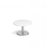 Pisa circular coffee table with round chrome base 800mm - white PCC800-WH