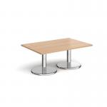 Pisa rectangular coffee table with round chrome bases 1200mm x 800mm - beech PCR1200-B