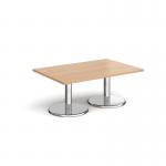 Pisa rectangular coffee table with round chrome bases 1200mm x 800mm - beech PCR1200-B