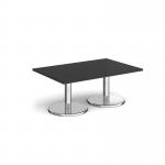 Pisa rectangular coffee table with round chrome bases 1200mm x 800mm - Black PCR1200-BK