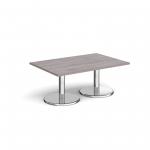 Pisa rectangular coffee table with round chrome bases 1200mm x 800mm - grey oak PCR1200-GO
