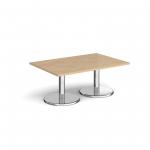 Pisa rectangular coffee table with round chrome bases 1200mm x 800mm - kendal oak PCR1200-KO