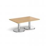 Pisa rectangular coffee table with round chrome bases 1200mm x 800mm - oak PCR1200-O