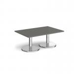 Pisa rectangular coffee table with round chrome bases 1200mm x 800mm - Onyx Grey PCR1200-OG