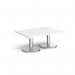 Pisa rectangular coffee table with round chrome bases 1200mm x 800mm - white PCR1200-WH