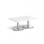 Pisa rectangular coffee table with round chrome bases 1200mm x 800mm - white PCR1200-WH