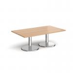 Pisa rectangular coffee table with round chrome bases 1400mm x 800mm - beech PCR1400-B