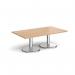 Pisa rectangular coffee table with round chrome bases 1400mm x 800mm - beech PCR1400-B