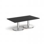 Pisa rectangular coffee table with round chrome bases 1400mm x 800mm - Black PCR1400-BK