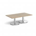 Pisa rectangular coffee table with round chrome bases 1400mm x 800mm - barcelona walnut PCR1400-BW