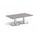 Pisa rectangular coffee table with round chrome bases 1400mm x 800mm - grey oak PCR1400-GO