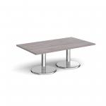 Pisa rectangular coffee table with round chrome bases 1400mm x 800mm - grey oak PCR1400-GO