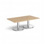 Pisa rectangular coffee table with round chrome bases 1400mm x 800mm - kendal oak PCR1400-KO