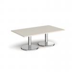 Pisa rectangular coffee table with round chrome bases 1400mm x 800mm - Light Grey PCR1400-LG