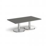 Pisa rectangular coffee table with round chrome bases 1400mm x 800mm - Onyx Grey PCR1400-OG