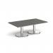 Pisa rectangular coffee table with round chrome bases 1400mm x 800mm - Onyx Grey PCR1400-OG