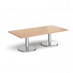 Pisa rectangular coffee table with round chrome bases 1600mm x 800mm - beech PCR1600-B