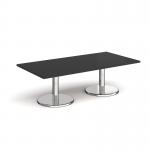 Pisa rectangular coffee table with round chrome bases 1600mm x 800mm - Black PCR1600-BK