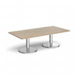 Pisa rectangular coffee table with round chrome bases 1600mm x 800mm - barcelona walnut PCR1600-BW