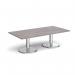 Pisa rectangular coffee table with round chrome bases 1600mm x 800mm - grey oak PCR1600-GO