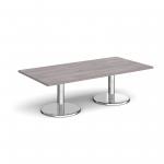 Pisa rectangular coffee table with round chrome bases 1600mm x 800mm - grey oak PCR1600-GO