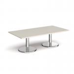 Pisa rectangular coffee table with round chrome bases 1600mm x 800mm - Light Grey PCR1600-LG