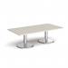 Pisa rectangular coffee table with round chrome bases 1600mm x 800mm - Light Grey PCR1600-LG