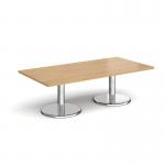 Pisa rectangular coffee table with round chrome bases 1600mm x 800mm - oak PCR1600-O