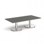 Pisa rectangular coffee table with round chrome bases 1600mm x 800mm - onyx grey PCR1600-OG