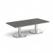 Pisa rectangular coffee table with round chrome bases 1600mm x 800mm - onyx grey PCR1600-OG