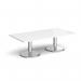 Pisa rectangular coffee table with round chrome bases 1600mm x 800mm - white PCR1600-WH