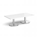 Pisa rectangular coffee table with round chrome bases 1600mm x 800mm - white PCR1600-WH