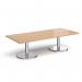 Pisa rectangular coffee table with round chrome bases 1800mm x 800mm - beech PCR1800-B