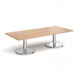 Pisa rectangular coffee table with round chrome bases 1800mm x 800mm - beech PCR1800-B