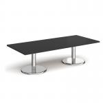 Pisa rectangular coffee table with round chrome bases 1800mm x 800mm - Black PCR1800-BK