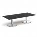 Pisa rectangular coffee table with round chrome bases 1800mm x 800mm - Black PCR1800-BK