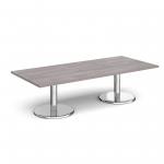 Pisa rectangular coffee table with round chrome bases 1800mm x 800mm - grey oak PCR1800-GO