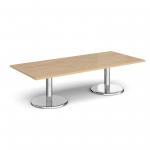 Pisa rectangular coffee table with round chrome bases 1800mm x 800mm - kendal oak PCR1800-KO