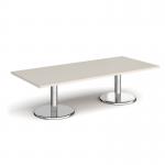 Pisa rectangular coffee table with round chrome bases 1800mm x 800mm - Light Grey PCR1800-LG