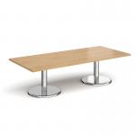 Pisa rectangular coffee table with round chrome bases 1800mm x 800mm - oak PCR1800-O
