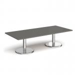 Pisa rectangular coffee table with round chrome bases 1800mm x 800mm - Onyx Grey PCR1800-OG