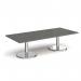 Pisa rectangular coffee table with round chrome bases 1800mm x 800mm - Onyx Grey PCR1800-OG