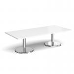 Pisa rectangular coffee table with round chrome bases 1800mm x 800mm - white PCR1800-WH